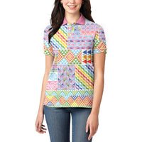 Aotearoa Kowhaiwhai Taniko Patchwork Rainbow Motifs Women Polo Shirt