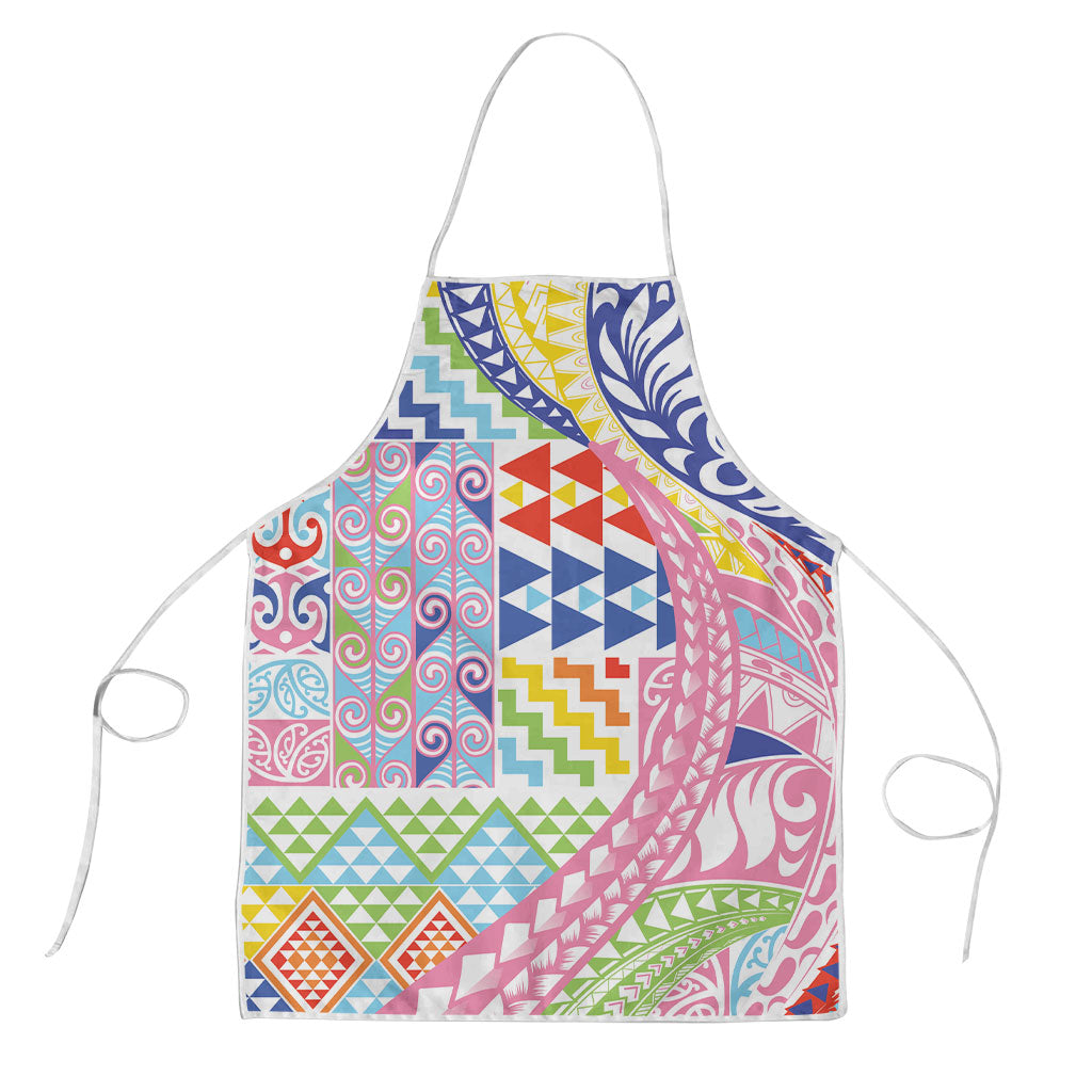 Maori Kowhaiwhai Taniko Patchwork Rainbow Motifs Apron