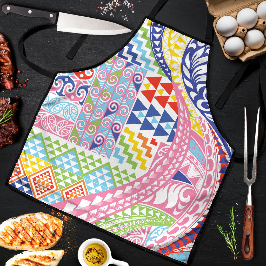 Maori Kowhaiwhai Taniko Patchwork Rainbow Motifs Apron