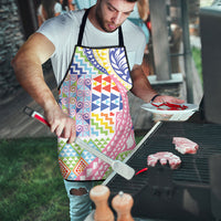 Maori Kowhaiwhai Taniko Patchwork Rainbow Motifs Apron