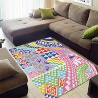 Maori Kowhaiwhai Taniko Patchwork Rainbow Motifs Area Rug