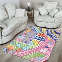 Maori Kowhaiwhai Taniko Patchwork Rainbow Motifs Area Rug