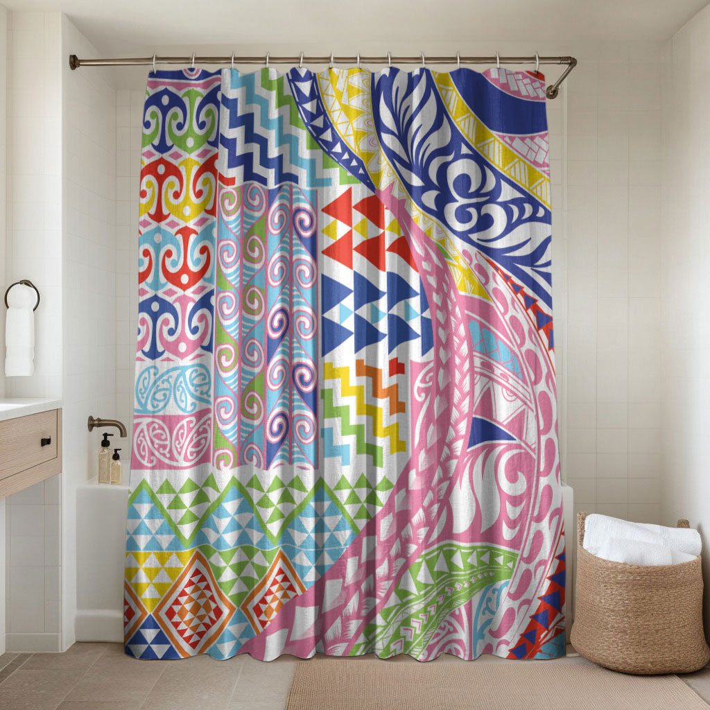 Maori Kowhaiwhai Taniko Patchwork Rainbow Motifs Bathroom Set