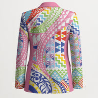Maori Kowhaiwhai Taniko Patchwork Rainbow Motifs Blazer