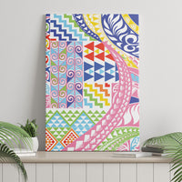 Maori Kowhaiwhai Taniko Patchwork Rainbow Motifs Canvas Wall Art