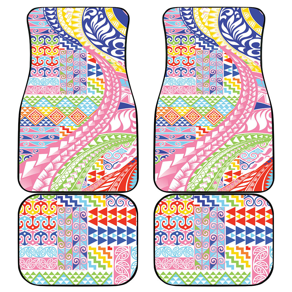 Maori Kowhaiwhai Taniko Patchwork Rainbow Motifs Car Mats