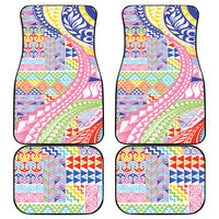 Maori Kowhaiwhai Taniko Patchwork Rainbow Motifs Car Mats