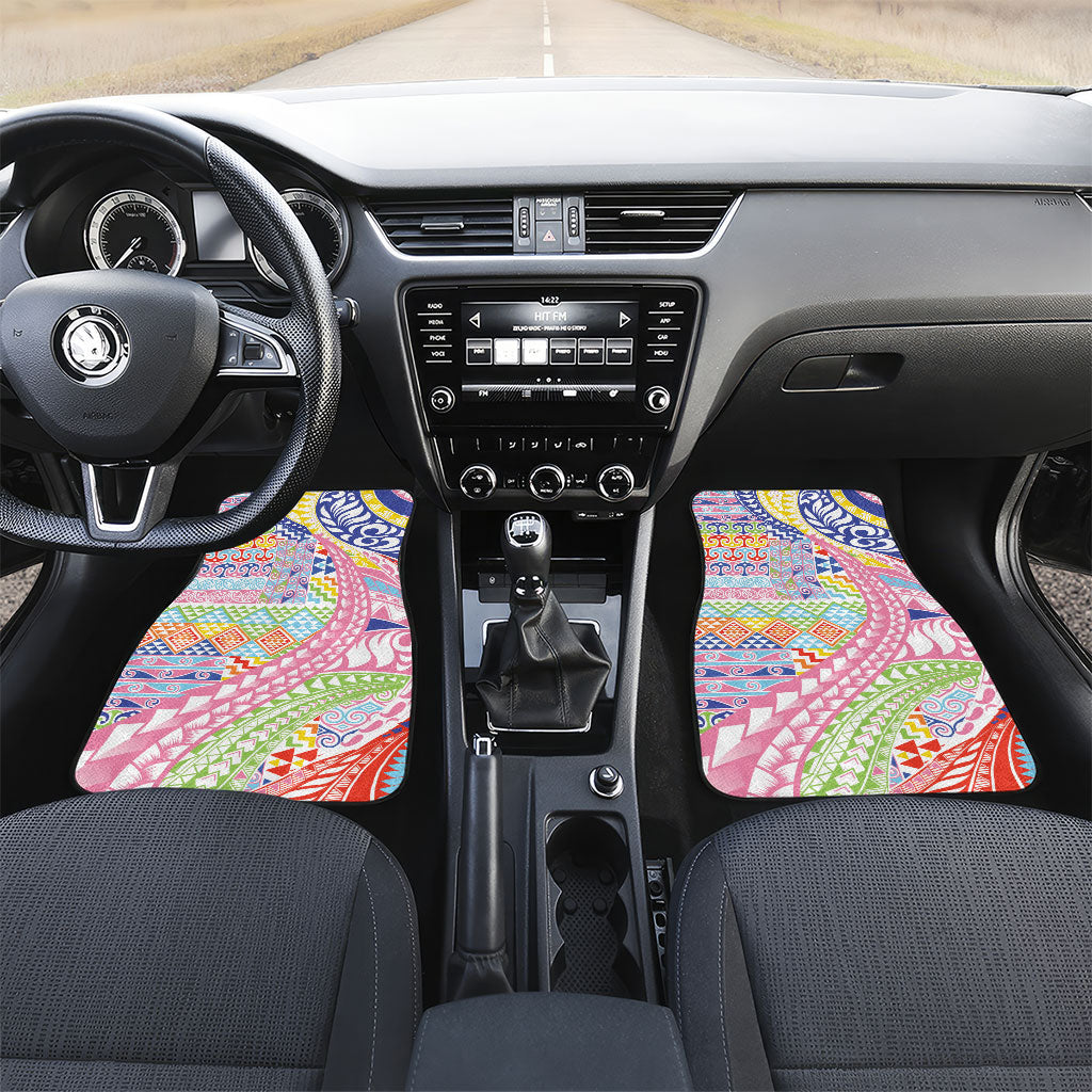 Maori Kowhaiwhai Taniko Patchwork Rainbow Motifs Car Mats