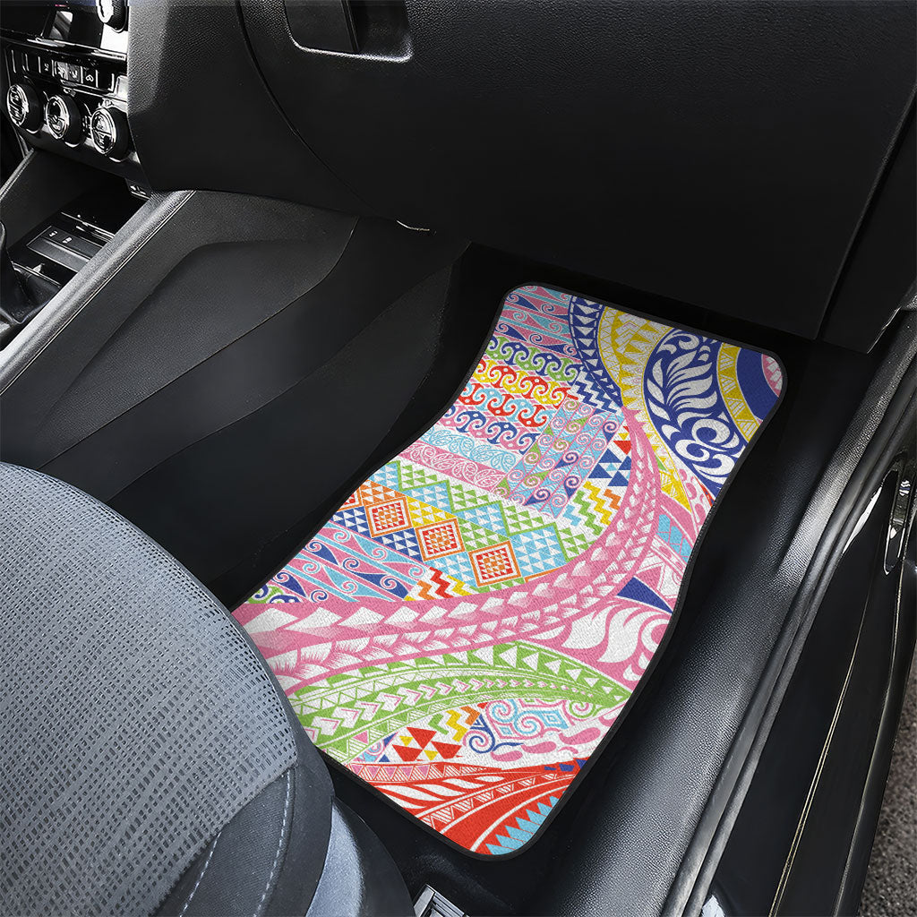 Maori Kowhaiwhai Taniko Patchwork Rainbow Motifs Car Mats