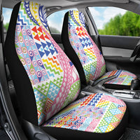 Maori Kowhaiwhai Taniko Patchwork Rainbow Motifs Car Seat Cover