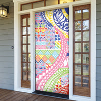 Maori Kowhaiwhai Taniko Patchwork Rainbow Motifs Door Cover