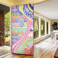 Maori Kowhaiwhai Taniko Patchwork Rainbow Motifs Door Cover