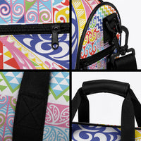 Maori Kowhaiwhai Taniko Patchwork Rainbow Motifs Duffle Bag