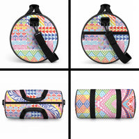 Maori Kowhaiwhai Taniko Patchwork Rainbow Motifs Duffle Bag