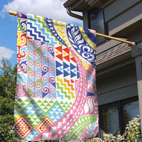 Maori Kowhaiwhai Taniko Patchwork Rainbow Motifs Garden Flag