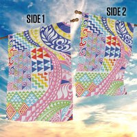 Maori Kowhaiwhai Taniko Patchwork Rainbow Motifs Garden Flag