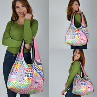Maori Kowhaiwhai Taniko Patchwork Rainbow Motifs Grocery Bag