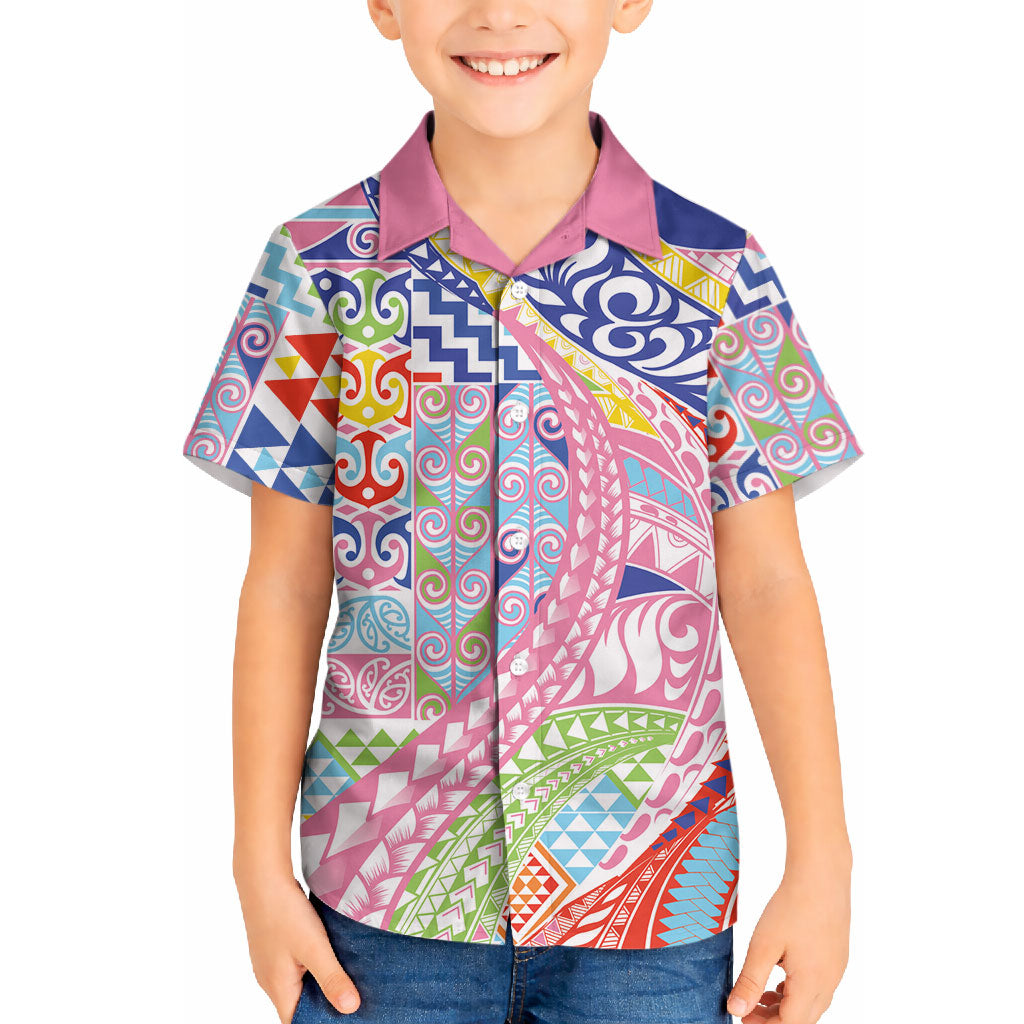 Maori Kowhaiwhai Taniko Patchwork Rainbow Motifs Hawaiian Shirt