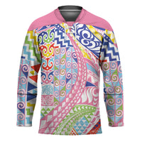 Maori Kowhaiwhai Taniko Patchwork Rainbow Motifs Hockey Jersey