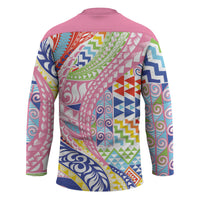 Maori Kowhaiwhai Taniko Patchwork Rainbow Motifs Hockey Jersey