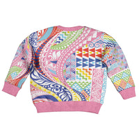 Maori Kowhaiwhai Taniko Patchwork Rainbow Motifs Kid Ugly Christmas Sweater