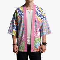 Maori Kowhaiwhai Taniko Patchwork Rainbow Motifs Kimono