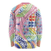 Maori Kowhaiwhai Taniko Patchwork Rainbow Motifs Long Sleeve Shirt