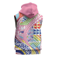 Maori Kowhaiwhai Taniko Patchwork Rainbow Motifs Sleeveless Hoodie