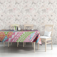 Maori Kowhaiwhai Taniko Patchwork Rainbow Motifs Tablecloth