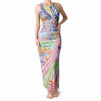 Maori Kowhaiwhai Taniko Patchwork Rainbow Motifs Tank Maxi Dress