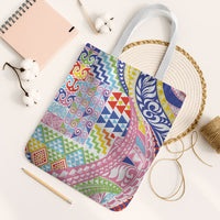 Maori Kowhaiwhai Taniko Patchwork Rainbow Motifs Tote Bag