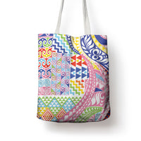 Maori Kowhaiwhai Taniko Patchwork Rainbow Motifs Tote Bag