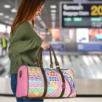 Maori Kowhaiwhai Taniko Patchwork Rainbow Motifs Travel Bag
