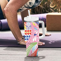 Maori Kowhaiwhai Taniko Patchwork Rainbow Motifs Tumbler With Handle