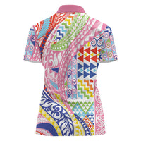 Maori Kowhaiwhai Taniko Patchwork Rainbow Motifs Women Polo Shirt