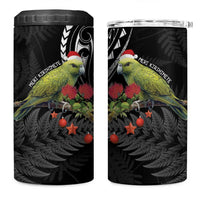 Meri Kirihimete Kakapo 4 in 1 Can Cooler Tumbler Black Silver Fern Christmas Vibe LT9 One Size: 16 oz Black - Polynesian Pride