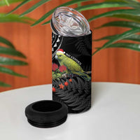 Meri Kirihimete Kakapo 4 in 1 Can Cooler Tumbler Black Silver Fern Christmas Vibe LT9 - Polynesian Pride