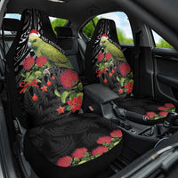 Meri Kirihimete Kakapo Car Seat Cover Black Silver Fern Christmas Vibe LT9 One Size Black - Polynesian Pride