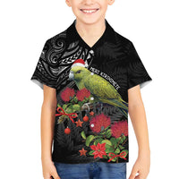 Meri Kirihimete Kakapo Family Matching Long Sleeve Bodycon Dress and Hawaiian Shirt Black Silver Fern Christmas Vibe LT9 Son's Shirt Black - Polynesian Pride