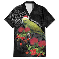 Meri Kirihimete Kakapo Family Matching Off Shoulder Maxi Dress and Hawaiian Shirt Black Silver Fern Christmas Vibe LT9 Dad's Shirt - Short Sleeve Black - Polynesian Pride