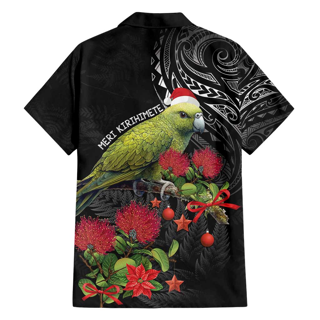 Meri Kirihimete Kakapo Family Matching Off Shoulder Short Dress and Hawaiian Shirt Black Silver Fern Christmas Vibe LT9 - Polynesian Pride