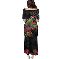 Meri Kirihimete Kakapo Family Matching Puletasi and Hawaiian Shirt Black Silver Fern Christmas Vibe LT9 - Polynesian Pride