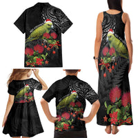 Meri Kirihimete Kakapo Family Matching Tank Maxi Dress and Hawaiian Shirt Black Silver Fern Christmas Vibe LT9 - Polynesian Pride