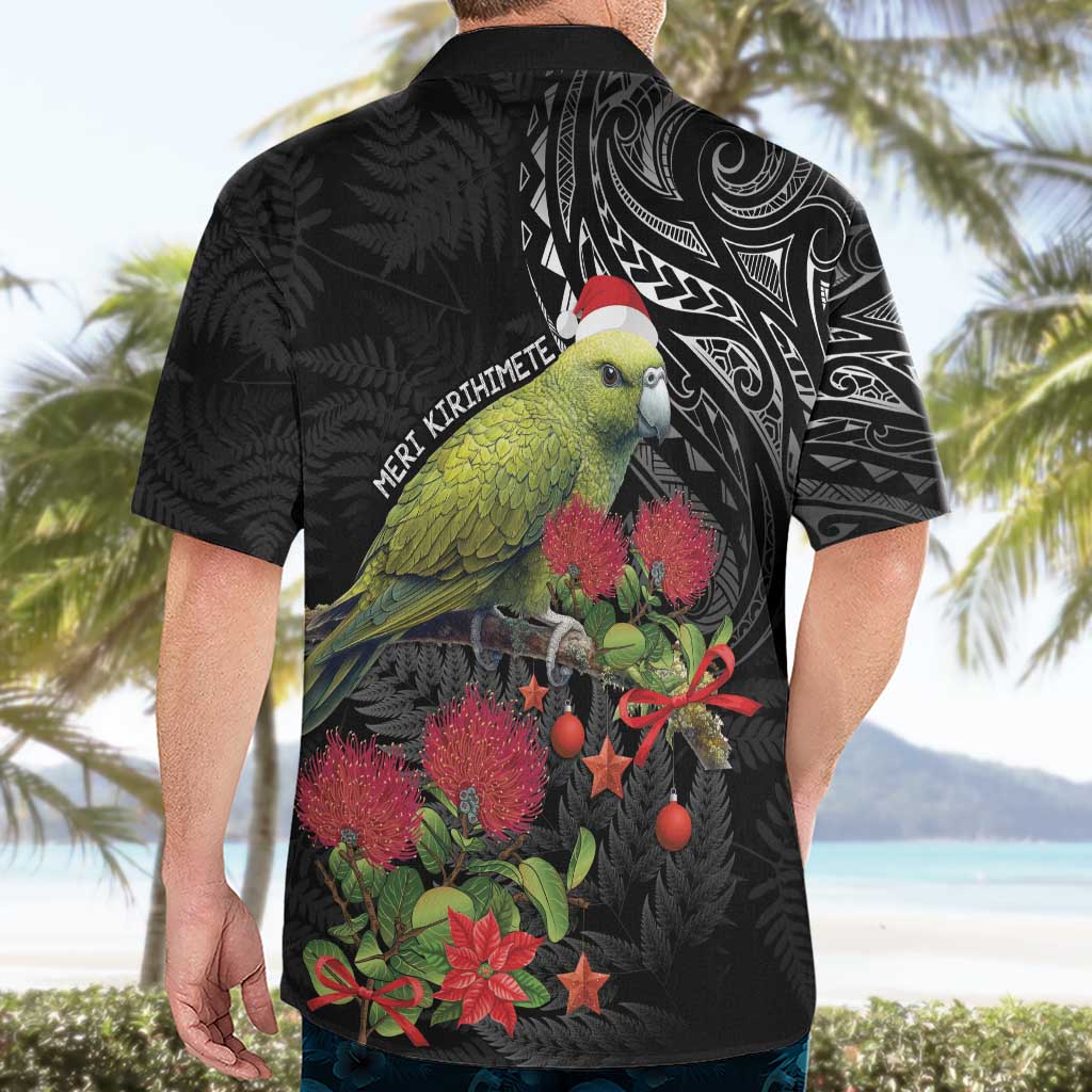 Meri Kirihimete Kakapo Hawaiian Shirt Black Silver Fern Christmas Vibe LT9 - Polynesian Pride