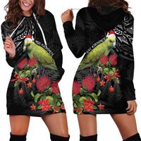 Meri Kirihimete Kakapo Hoodie Dress Black Silver Fern Christmas Vibe LT9 - Polynesian Pride