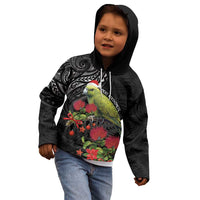 Meri Kirihimete Kakapo Kid Hoodie Black Silver Fern Christmas Vibe LT9 - Polynesian Pride