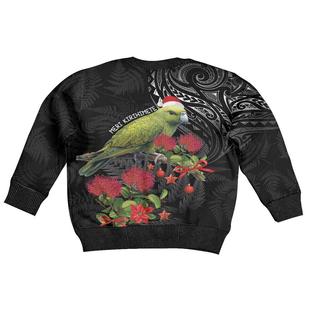 Meri Kirihimete Kakapo Kid Ugly Christmas Sweater Black Silver Fern Christmas Vibe LT9 - Polynesian Pride