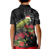 Meri Kirihimete Kakapo Kid Polo Shirt Black Silver Fern Christmas Vibe LT9 - Polynesian Pride
