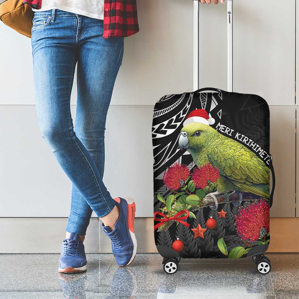 Meri Kirihimete Kakapo Luggage Cover Black Silver Fern Christmas Vibe LT9 - Polynesian Pride