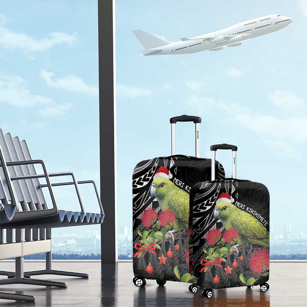Meri Kirihimete Kakapo Luggage Cover Black Silver Fern Christmas Vibe LT9 - Polynesian Pride